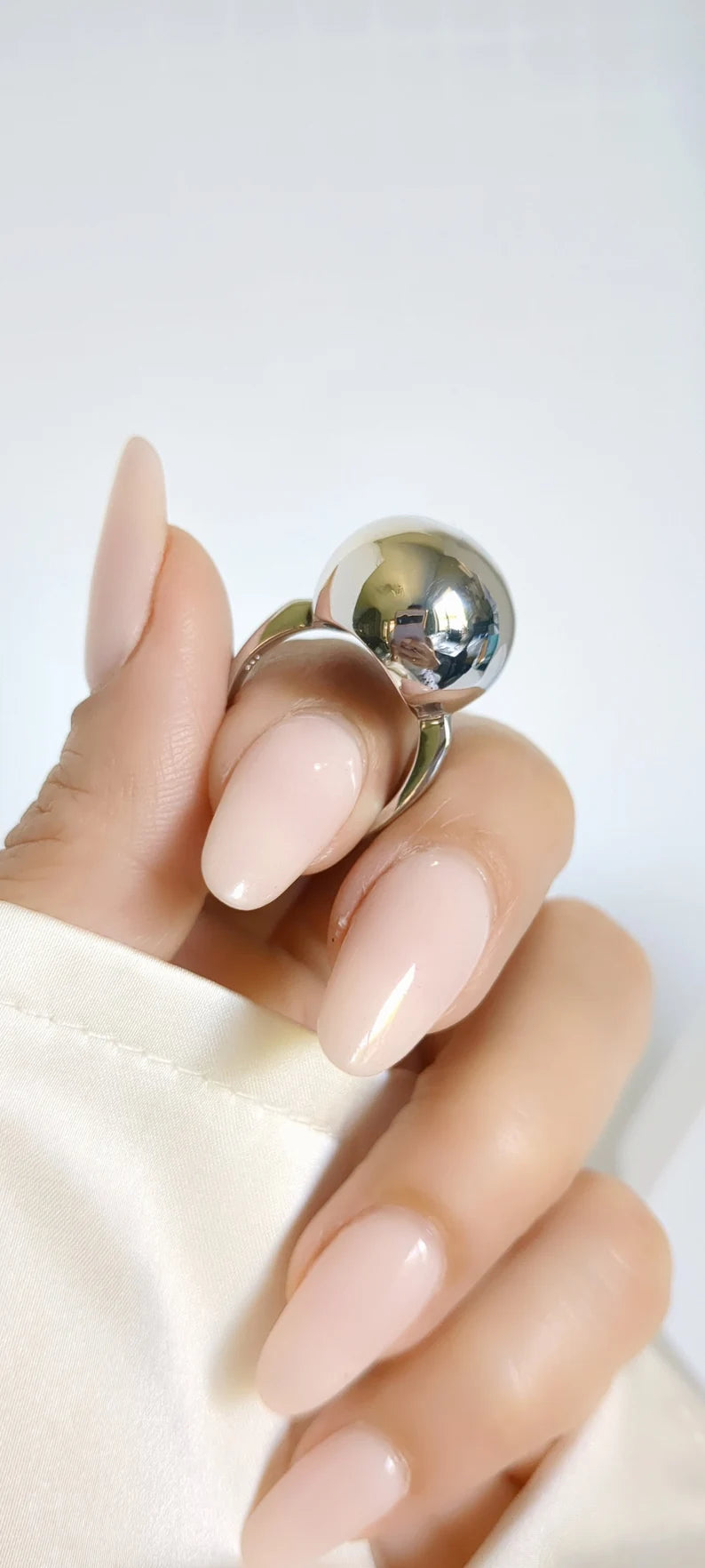 Sterling Silver 925 Large Globe Sphere Geometric Ring - view 7