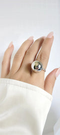Sterling Silver 925 Large Globe Sphere Geometric Ring - view 4