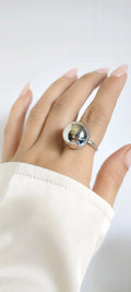 Sterling Silver 925 Large Globe Sphere Geometric Ring - view 8