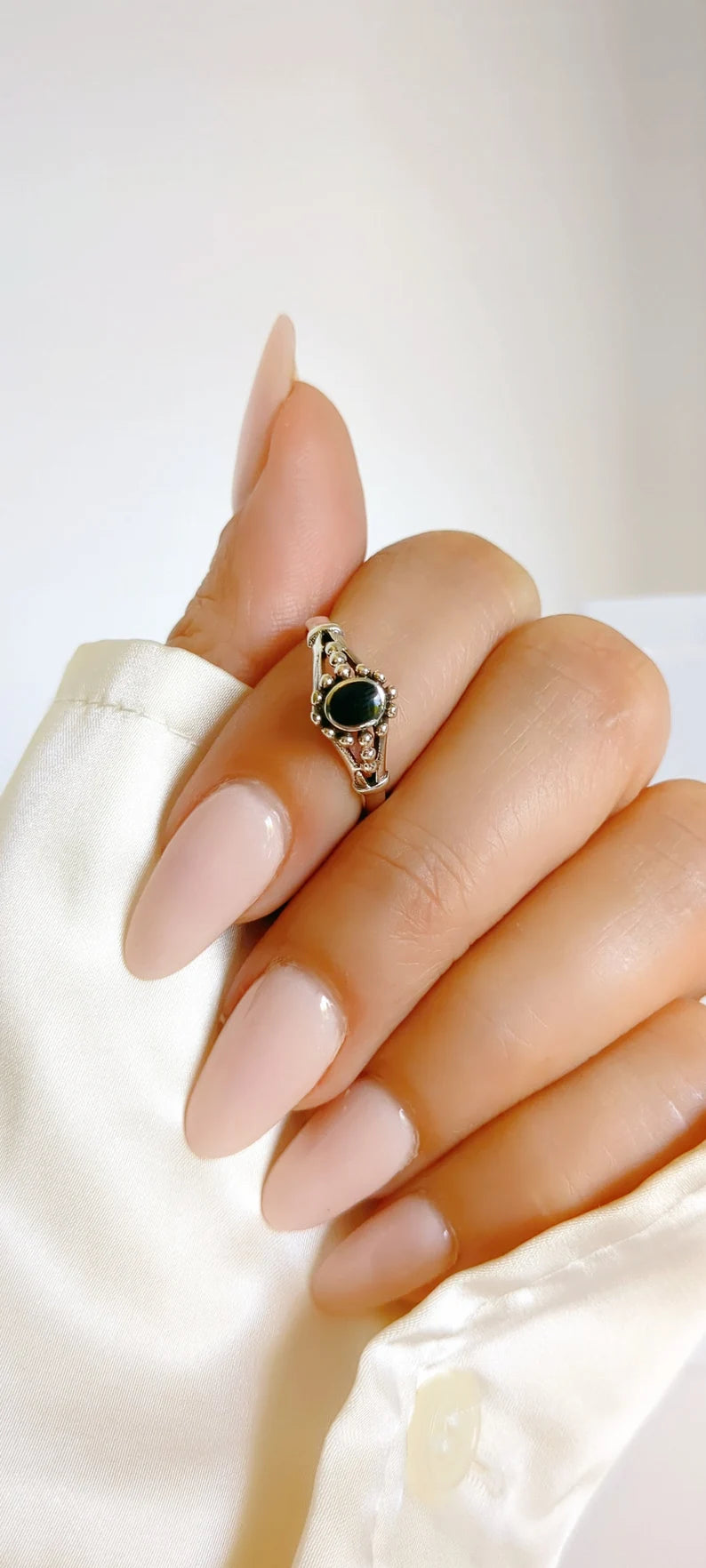 Sterling Silver Onyx Bali Ring - view 10