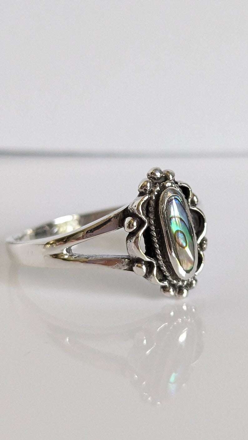 Genuine Abalone Sterling Silver Ring - view 6
