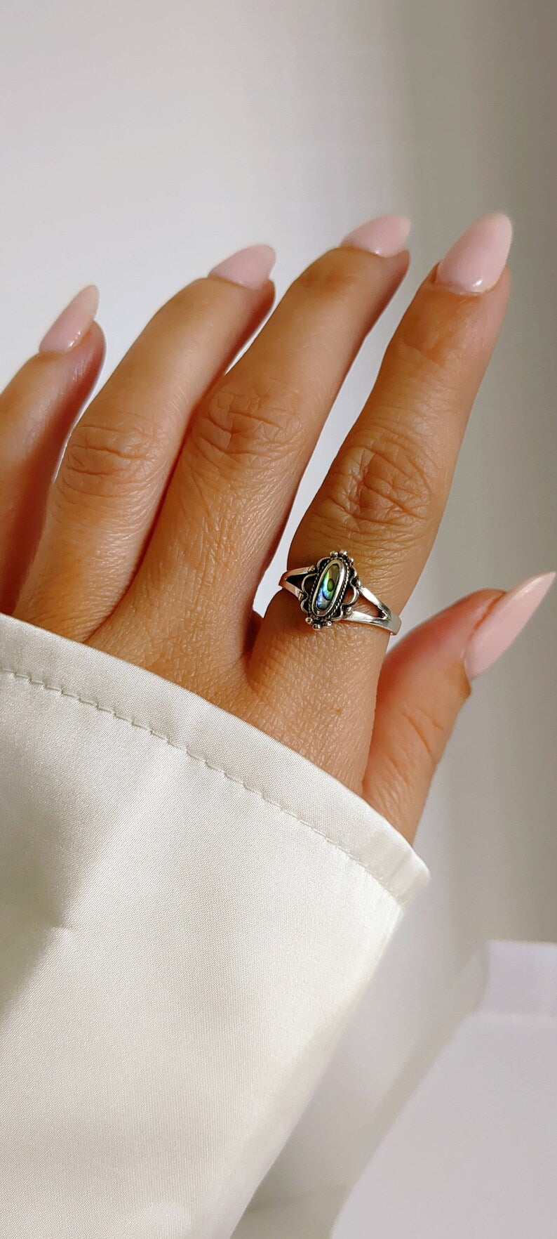 Genuine Abalone Sterling Silver Ring - view 7