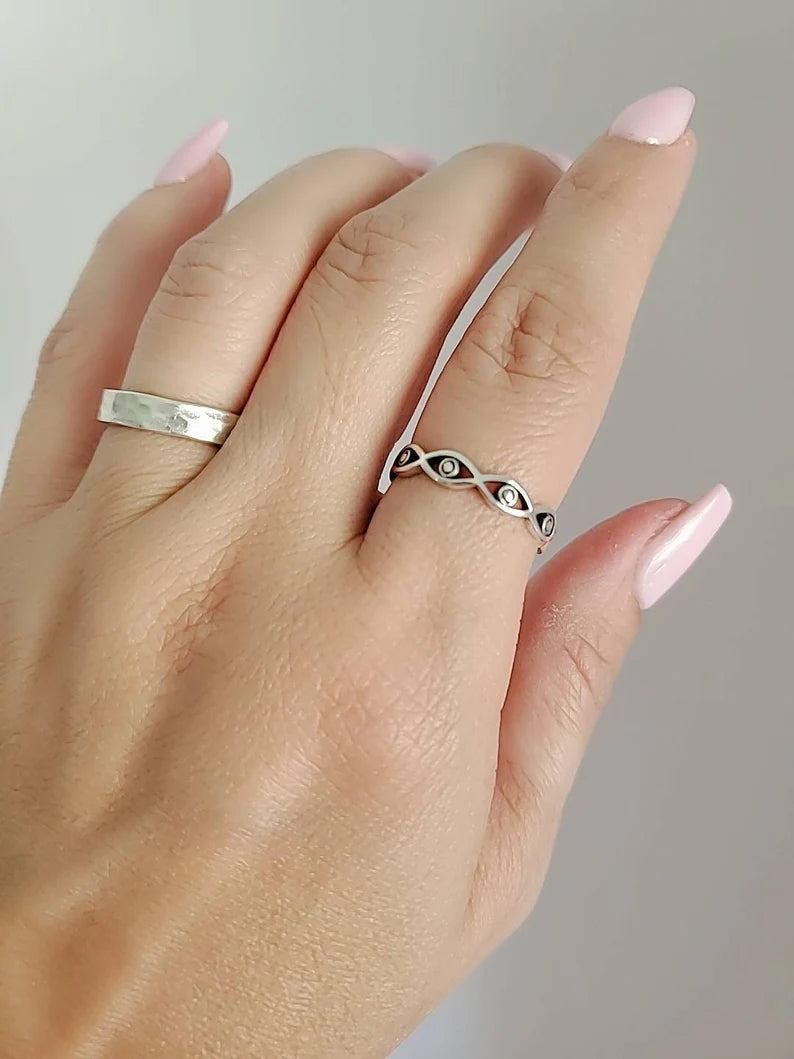Evil Eye Sterling Silver Protection Ring