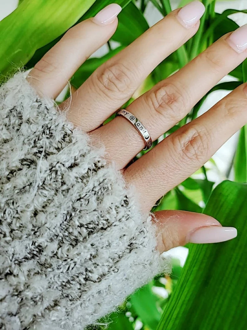 Sterling Silver Engraved "You Are My Sun And Moon And All My Stars" Ring - view 4