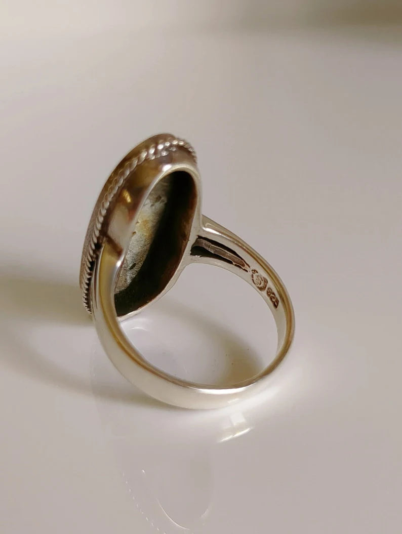 Sterling Silver Genuine Abalone Bold Statement Ring - view 7
