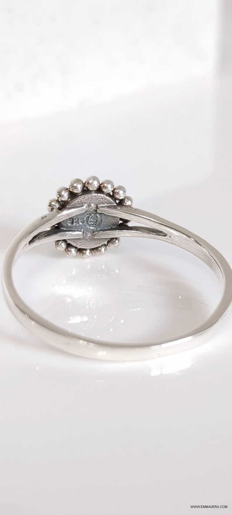Sterling Silver Beaded Mother of Pearl Ring - view 4