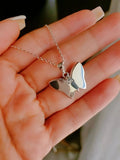 Mother of Pearl Butterfly Sterling Silver Necklace Pendant with Chain - view 4