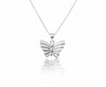 Mother of Pearl Butterfly Sterling Silver Necklace Pendant with Chain