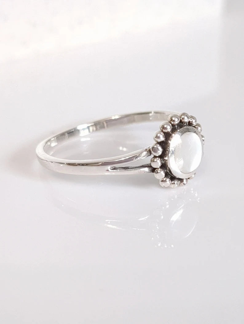 Sterling Silver Beaded Mother of Pearl Ring - view 3