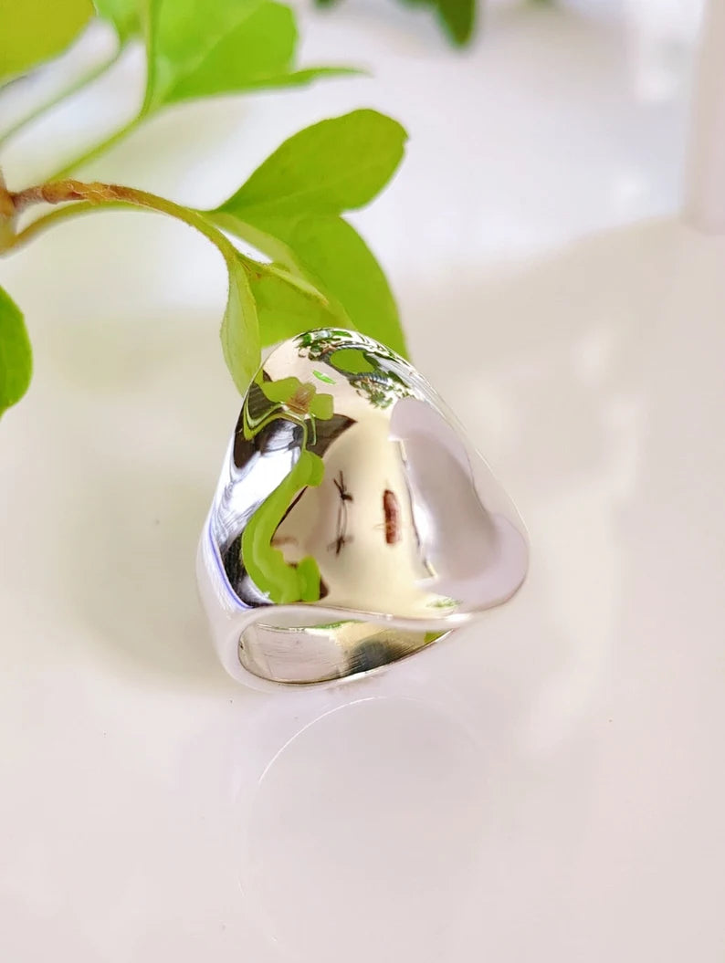 925 Art Deco Sterling Silver Dome Ring - view 4