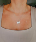 Mother of Pearl Butterfly Sterling Silver Necklace Pendant with Chain - view 2
