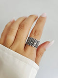 Sterling Silver 925 Statement Bold Wide Heart Ring - view 9