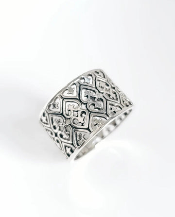 Sterling Silver 925 Statement Bold Wide Heart Ring