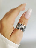 Sterling Silver 925 Statement Bold Wide Heart Ring - view 8