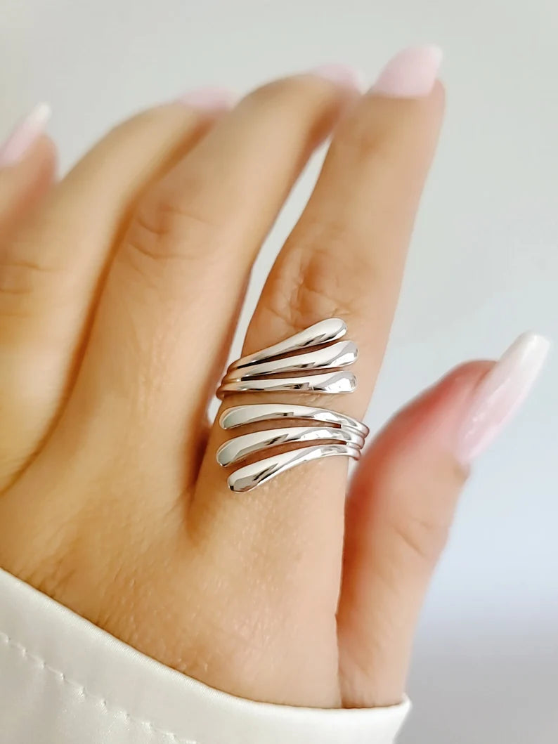 Sterling Silver Wrap Statement Bold Ring - view 2