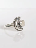 Sterling Silver Crescent Moonstone Moon Ring - view 3
