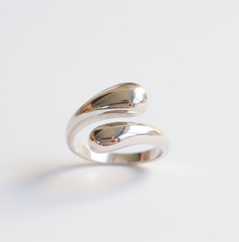 Sterling Silver Tear Drop Wraparound Paddle Ring