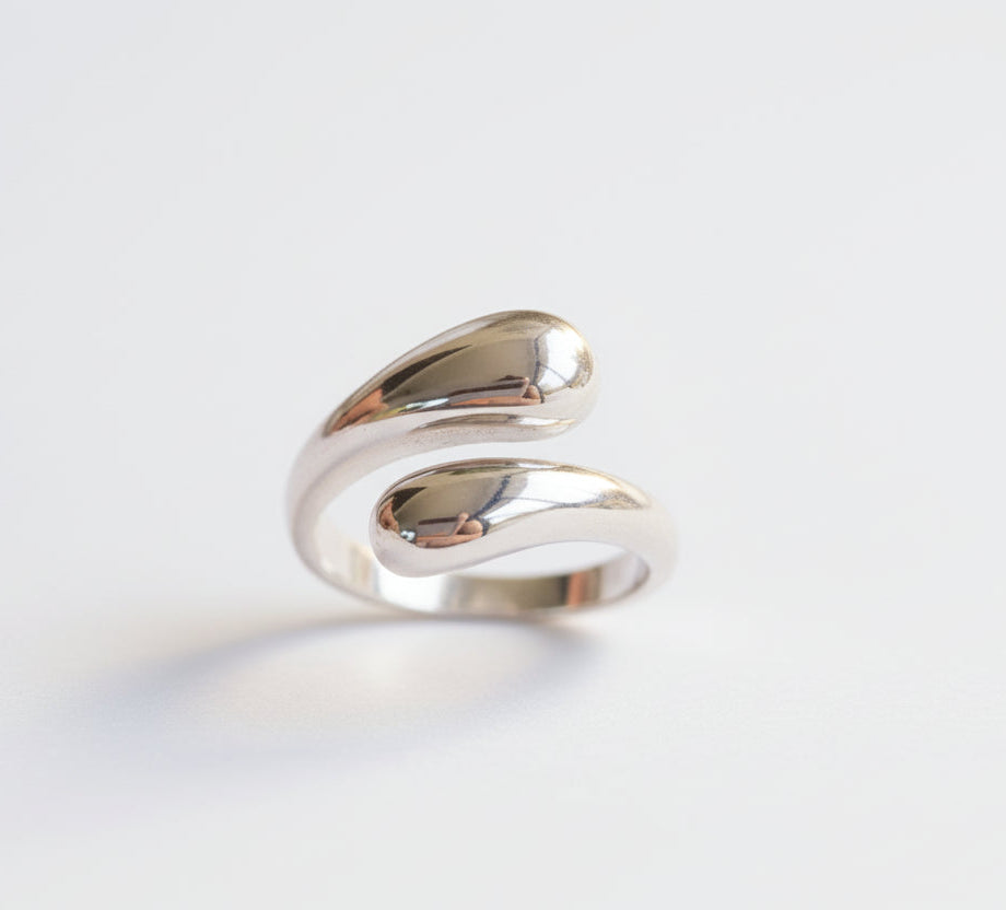 Sterling Silver Tear Drop Wraparound Paddle Ring - view 6