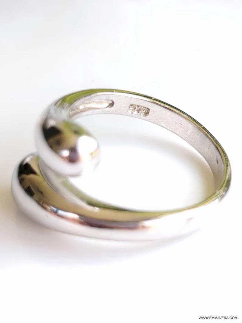 Sterling Silver Tear Drop Wraparound Paddle Ring - view 2