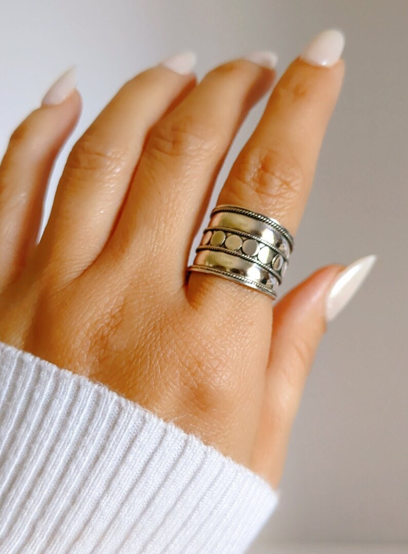Sterling Silver Concave Bali Wide Ring