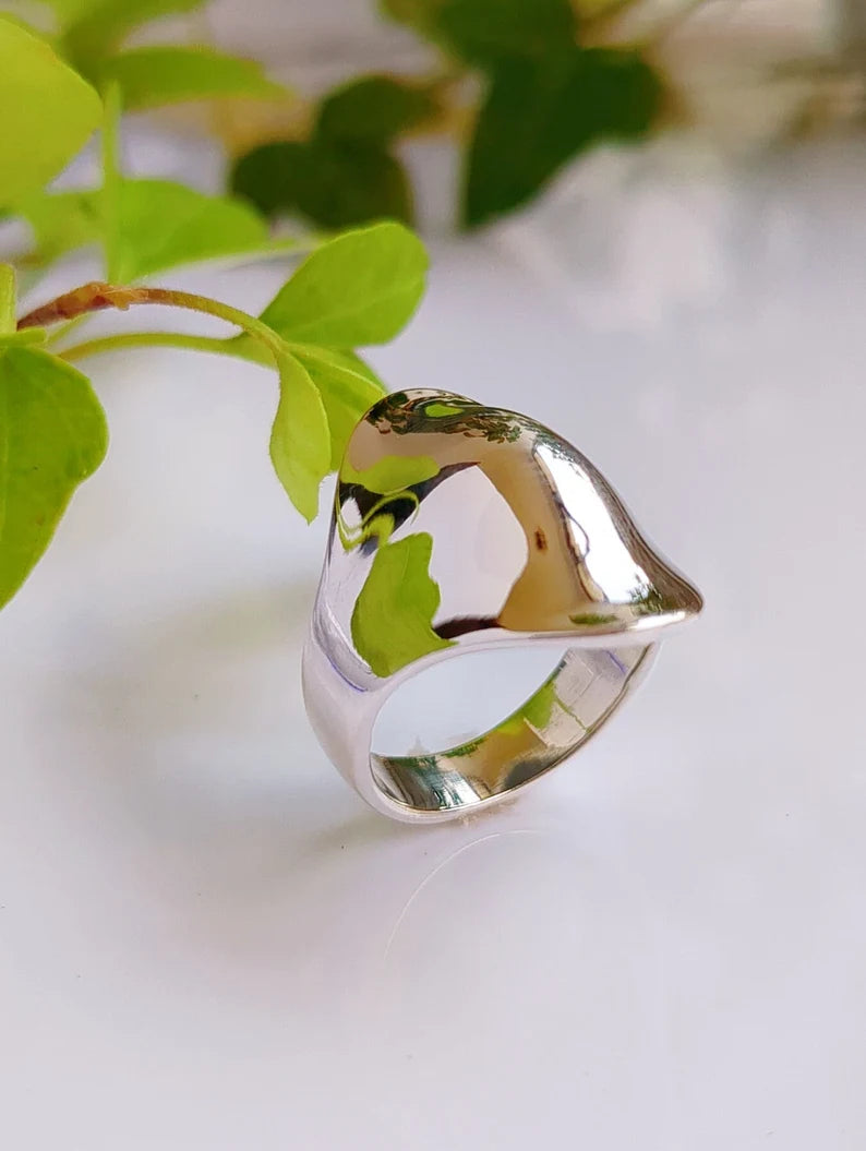 925 Art Deco Sterling Silver Dome Ring - view 8