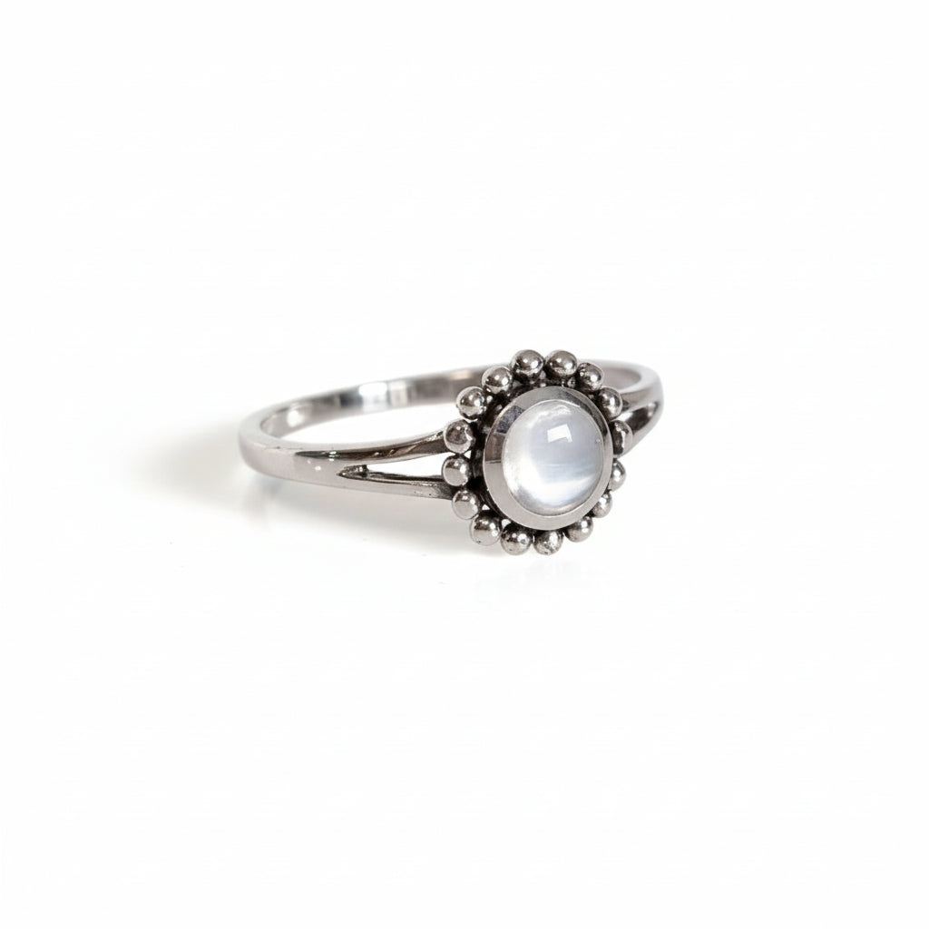 Sterling Silver Beaded Mother of Pearl Ring