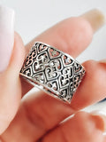 Sterling Silver 925 Statement Bold Wide Heart Ring - view 5