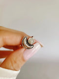 Sterling Silver Crescent Moonstone Moon Ring - view 9