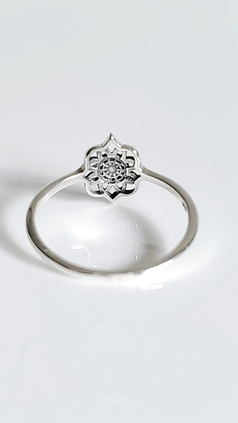 Sterling Silver White Opal Mandala Ring - view 8