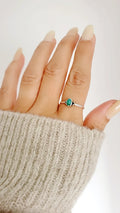 Sterling Silver Turquoise Dainty Bali Ring - view 5