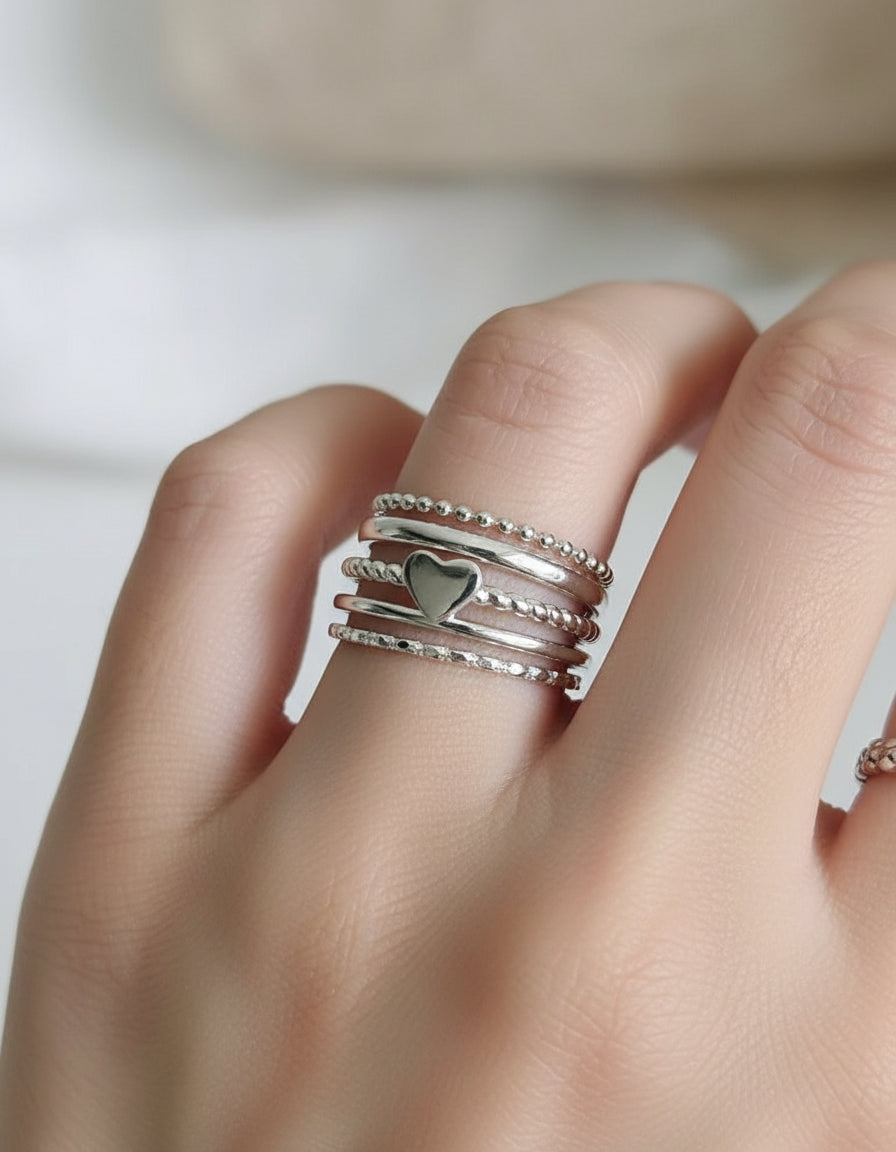 Solid Sterling Silver Braided Heart Ring - view 2