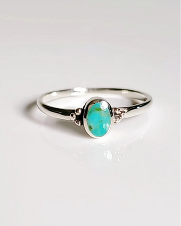 Sterling Silver Turquoise Dainty Bali Ring