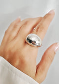 Sterling Silver Large Hammered Dome Ring
