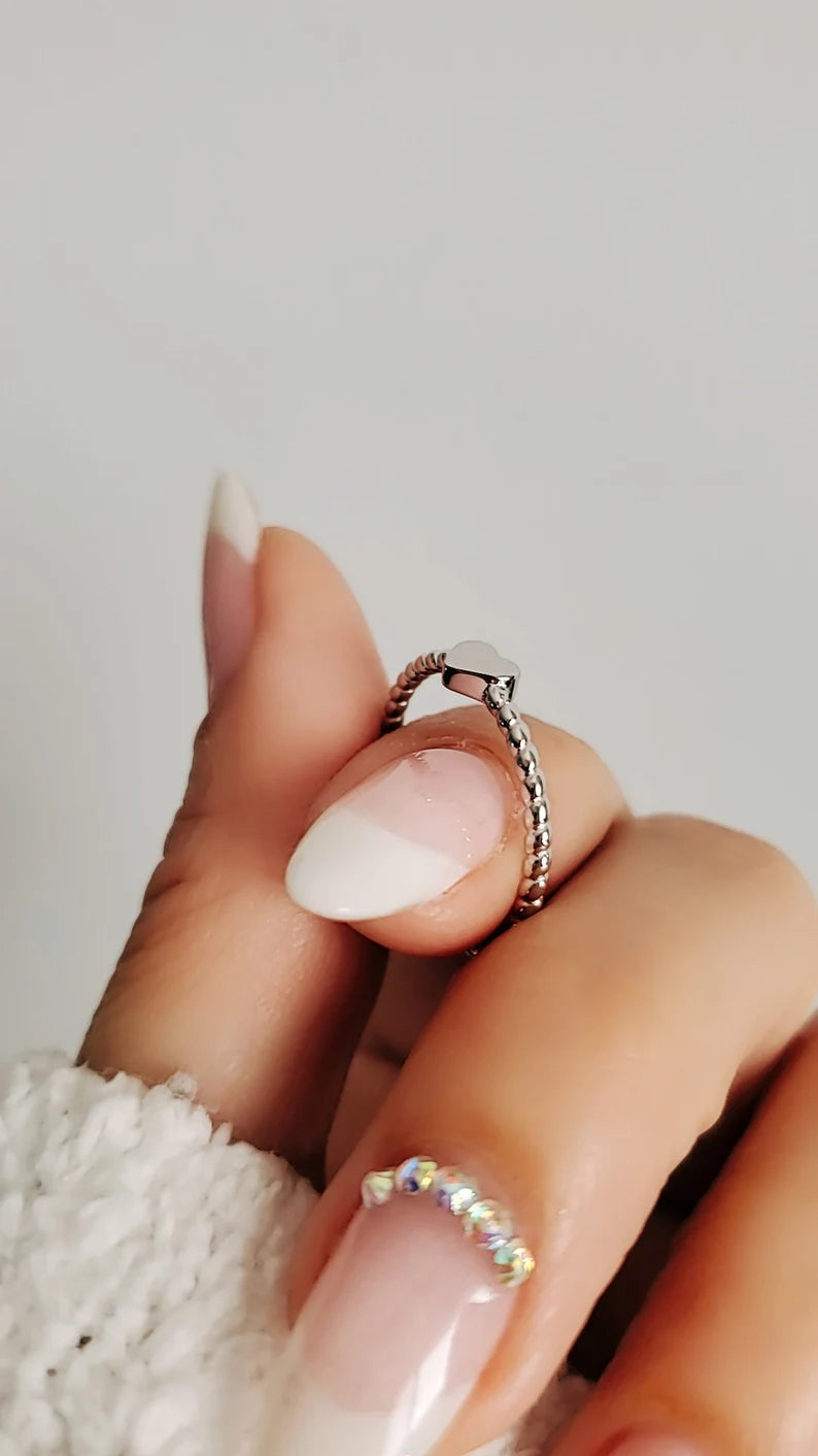 Solid Sterling Silver Braided Heart Ring - view 7