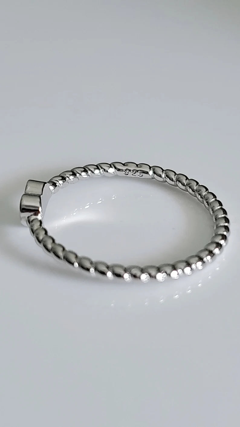 Solid Sterling Silver Braided Heart Ring - view 3