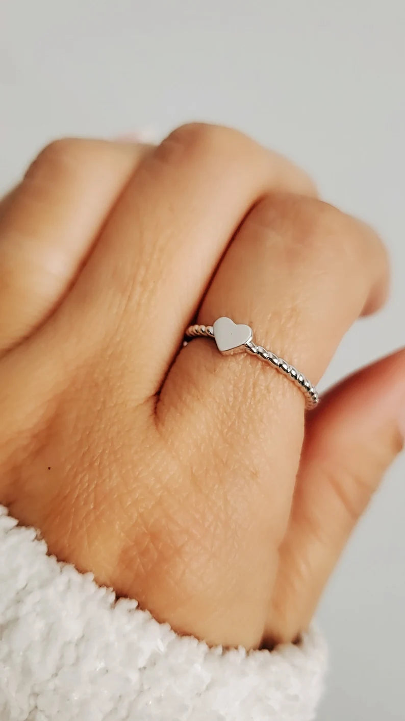 Solid Sterling Silver Braided Heart Ring - view 9