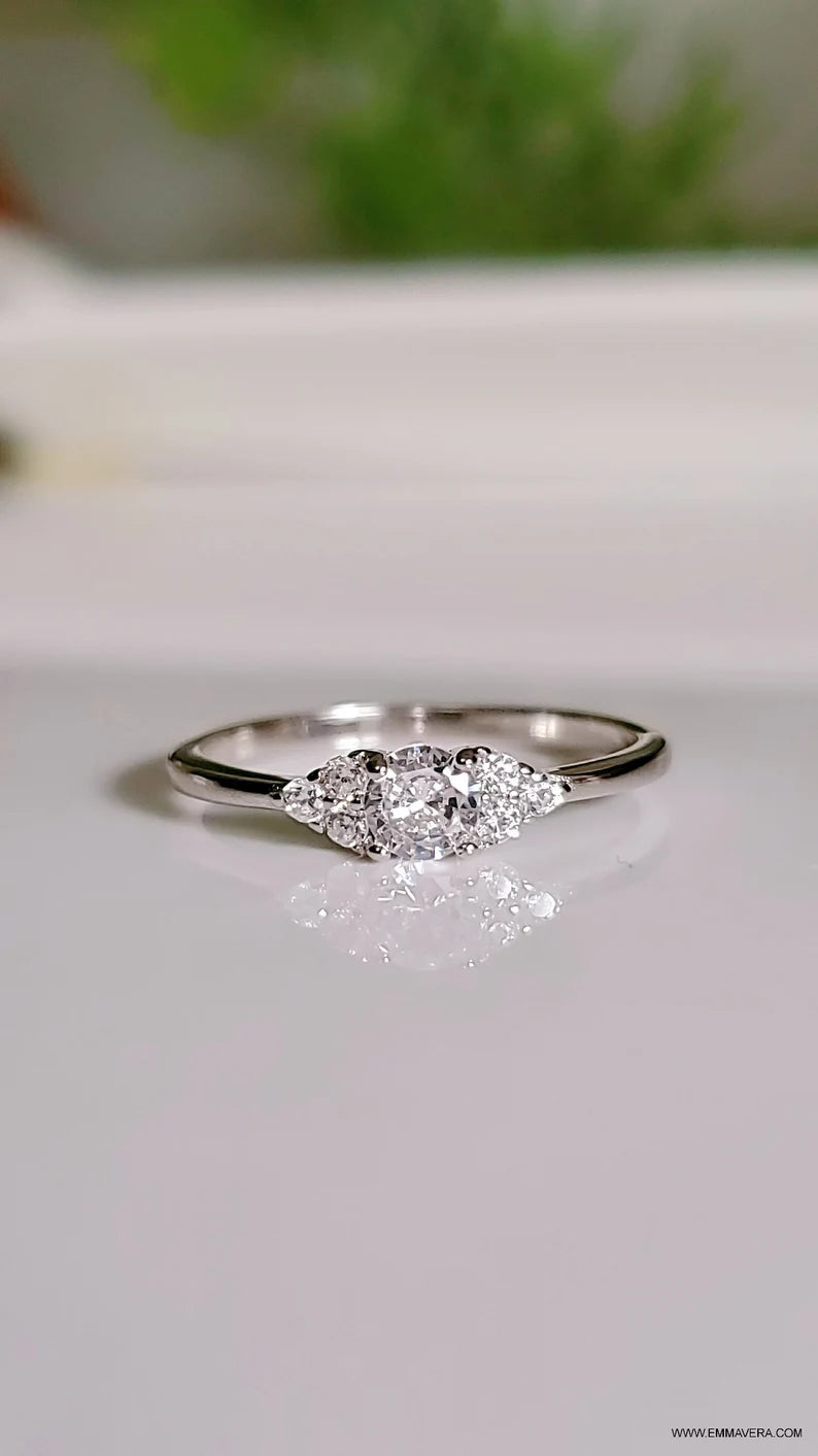Sterling Silver Round Cut Promise Engagement Ring - view 5