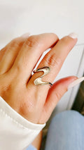 Sterling Silver Wave Geometric Ring - view 6