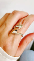 Sterling Silver Wave Geometric Ring - view 7