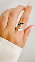 Sterling Silver Wave Geometric Ring - view 5