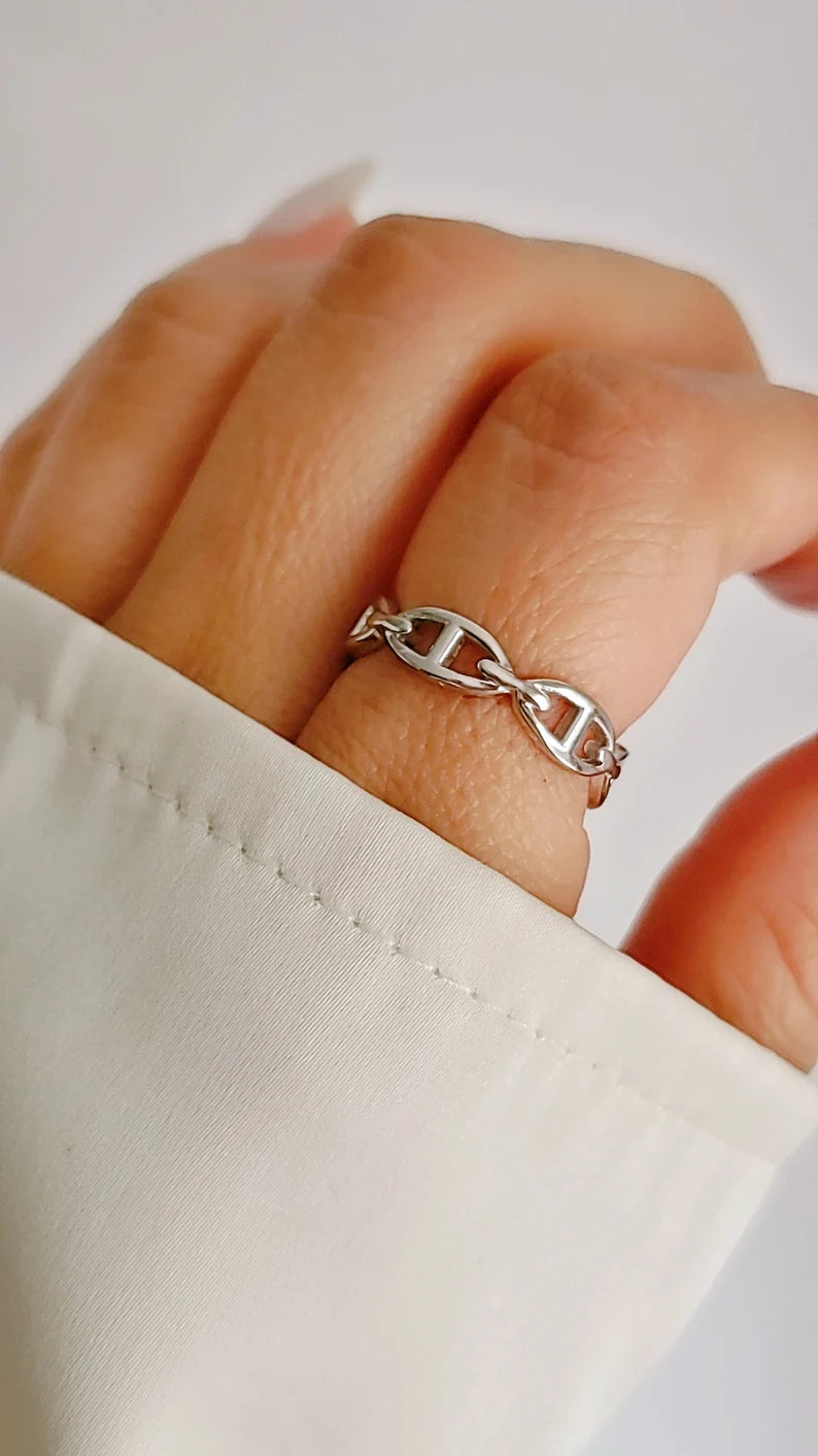 Sterling Silver Mariner Link Chain Ring - view 4