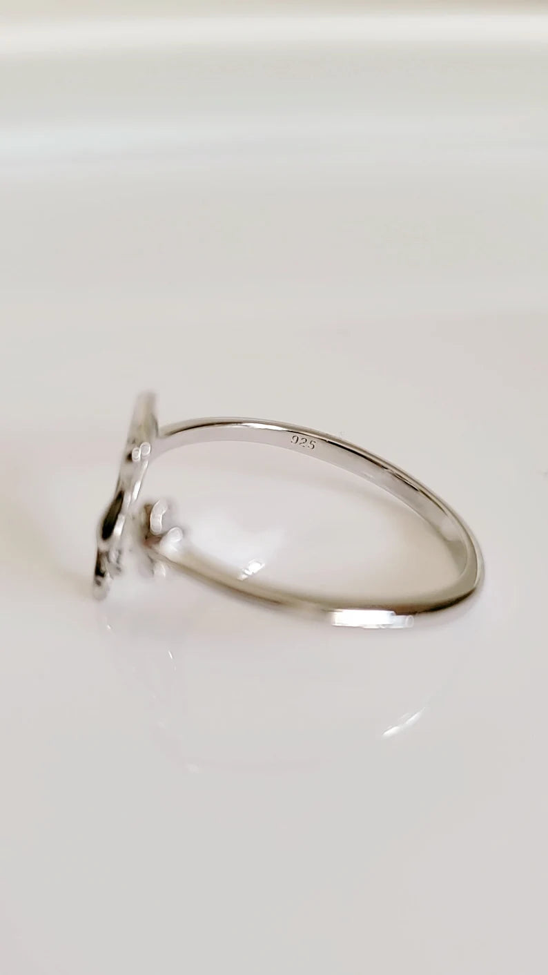 Sterling Silver Cat Sitting on the Moon Ring - view 4