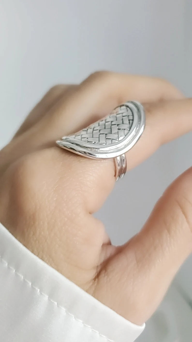 Sterling Silver 925 Shield Bold Bohemian Ring - view 7