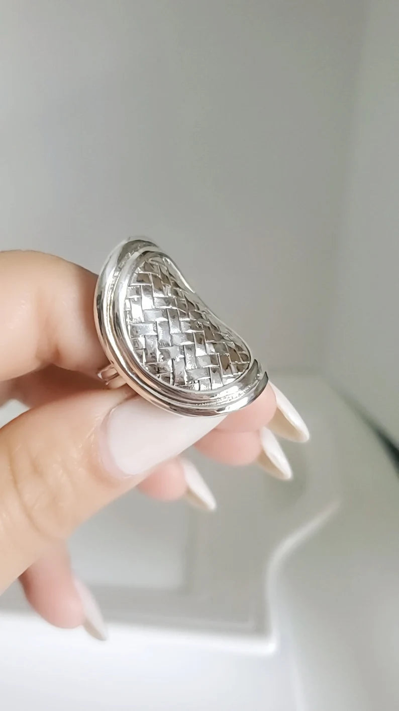 Sterling Silver 925 Shield Bold Bohemian Ring - view 6