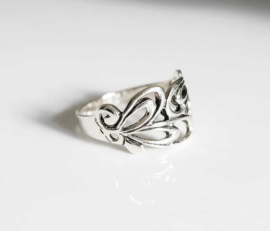 Sterling Silver Geometric Band Ring - view 3