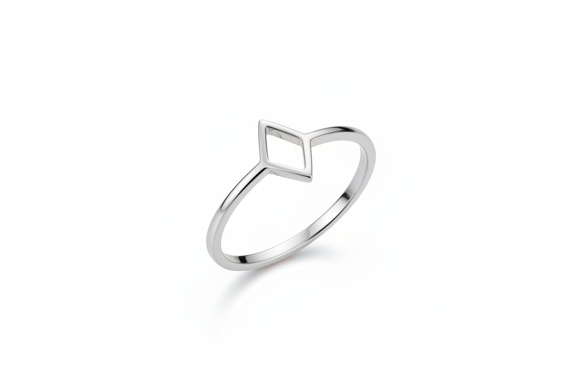 Sterling Silver Diamond Shape Ring - view 5