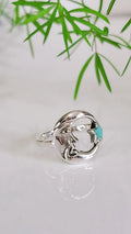 Sterling Silver Crescent Moon with Natural Turquoise Star Ring - view 4