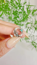 Sterling Silver Crescent Moon with Natural Turquoise Star Ring - view 6