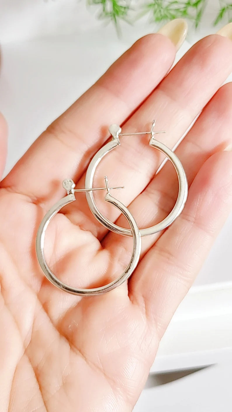 Sterling Silver 925 Hoop Medium Earrings - view 4