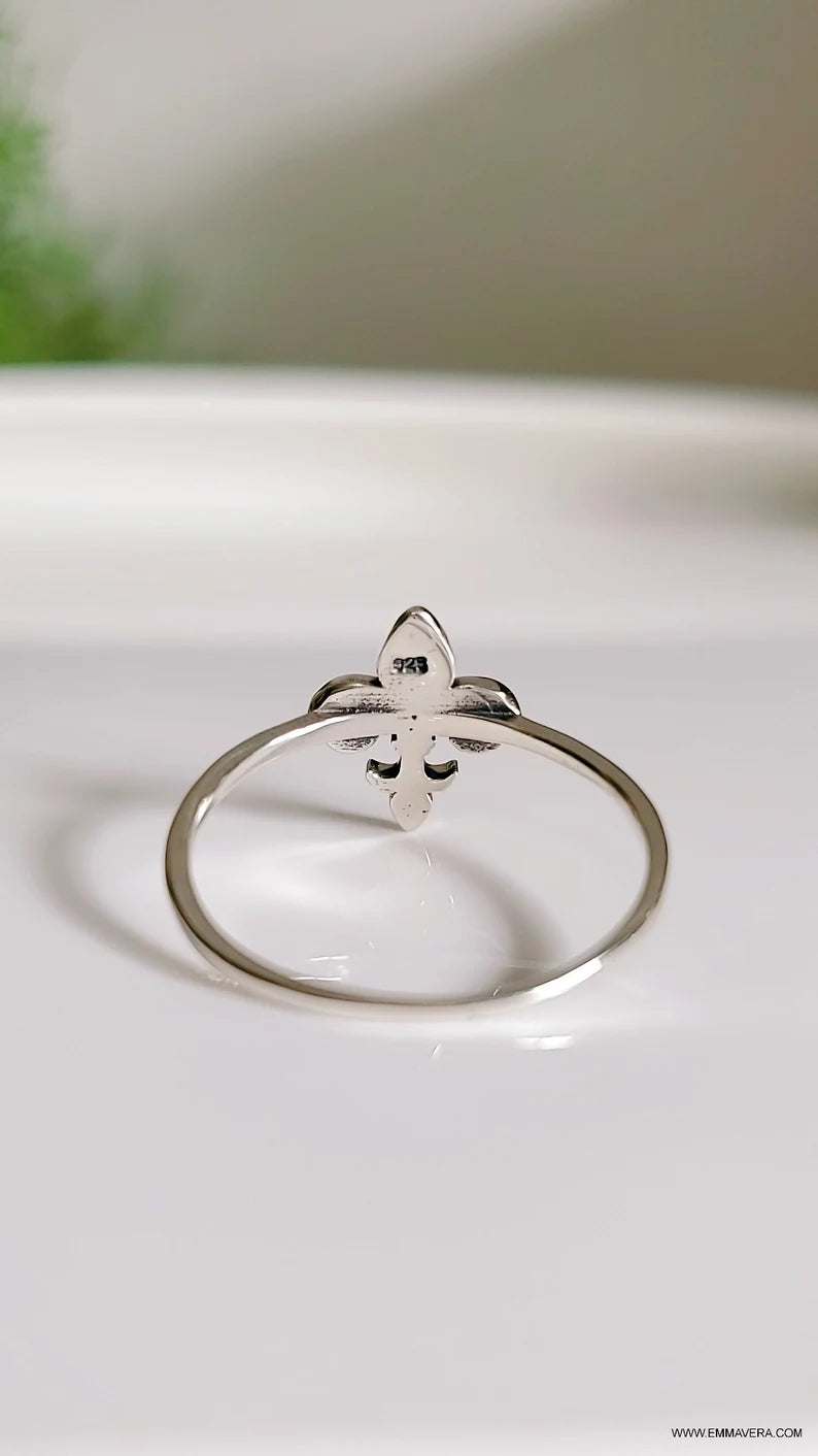 Dainty Sterling Silver Fleur De Lis Ring - view 4